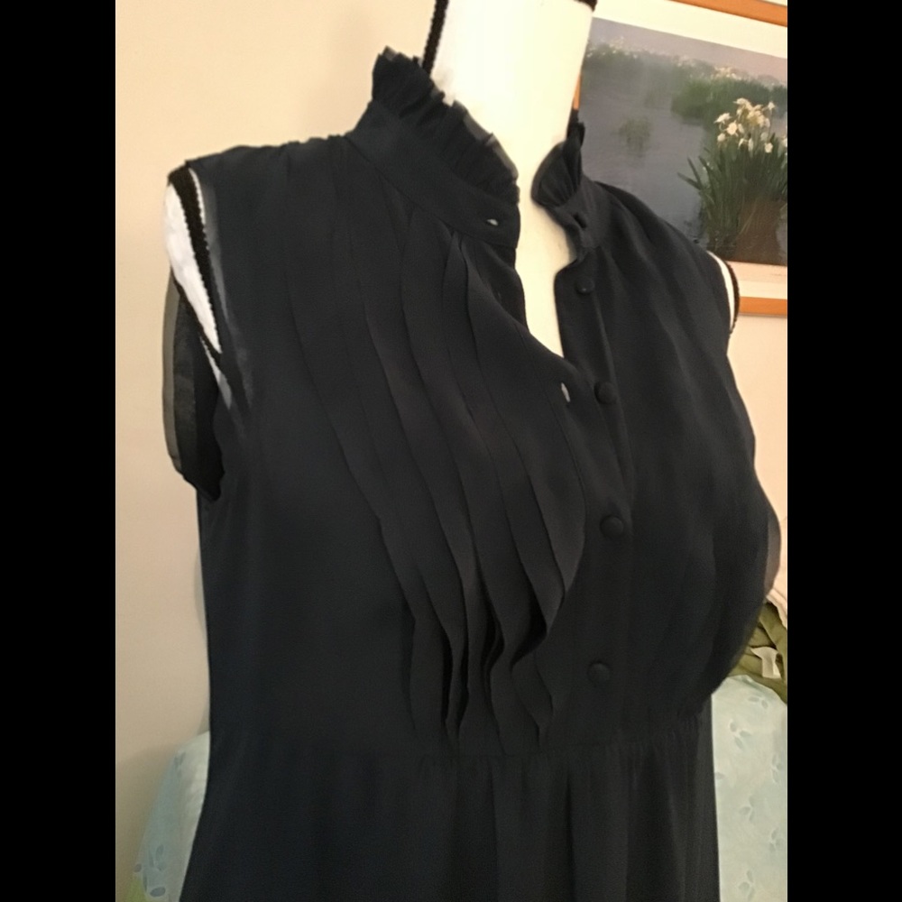✅Ann Taylor Loft navy blue midi dress & lining 8